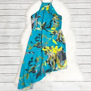 Marciano Blue Floral Asymmetrical Dress